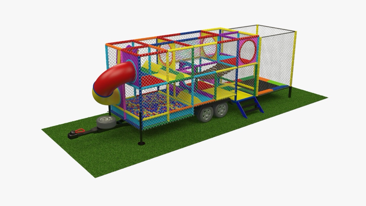 Brinquedão GP Toys móvel sobre trailer para empreendedor